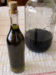 Pure Green almond liqueur after straining