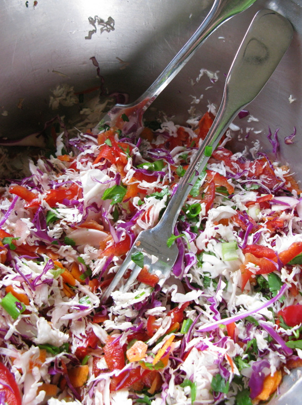 Asian Coleslaw before applying the dressing