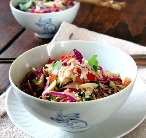 Asian Coleslaw with Cabbage, Carrots and Toasted Almonds