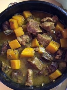 Lamb and butternut squash curry after cooking