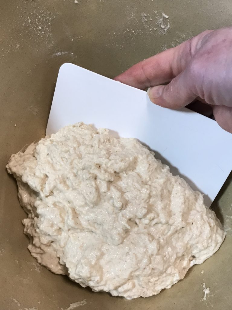Experimental no knead bread dough first fold