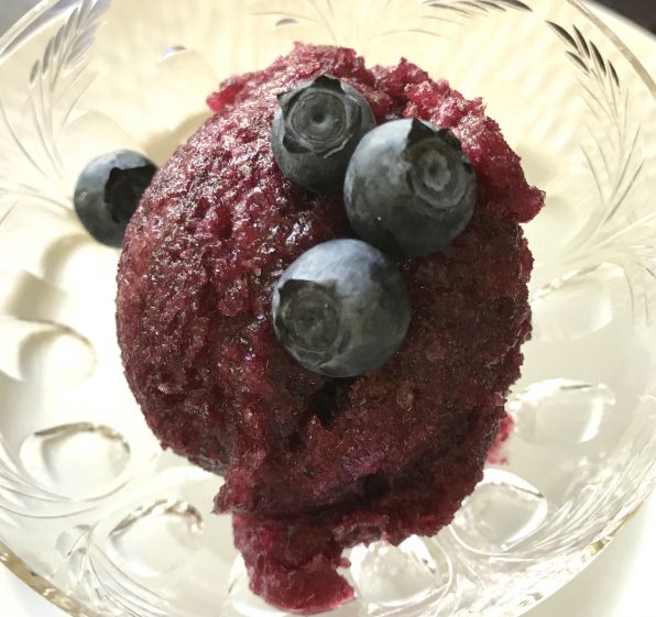 Red Wine-and-Blueberry-Granita on white plate