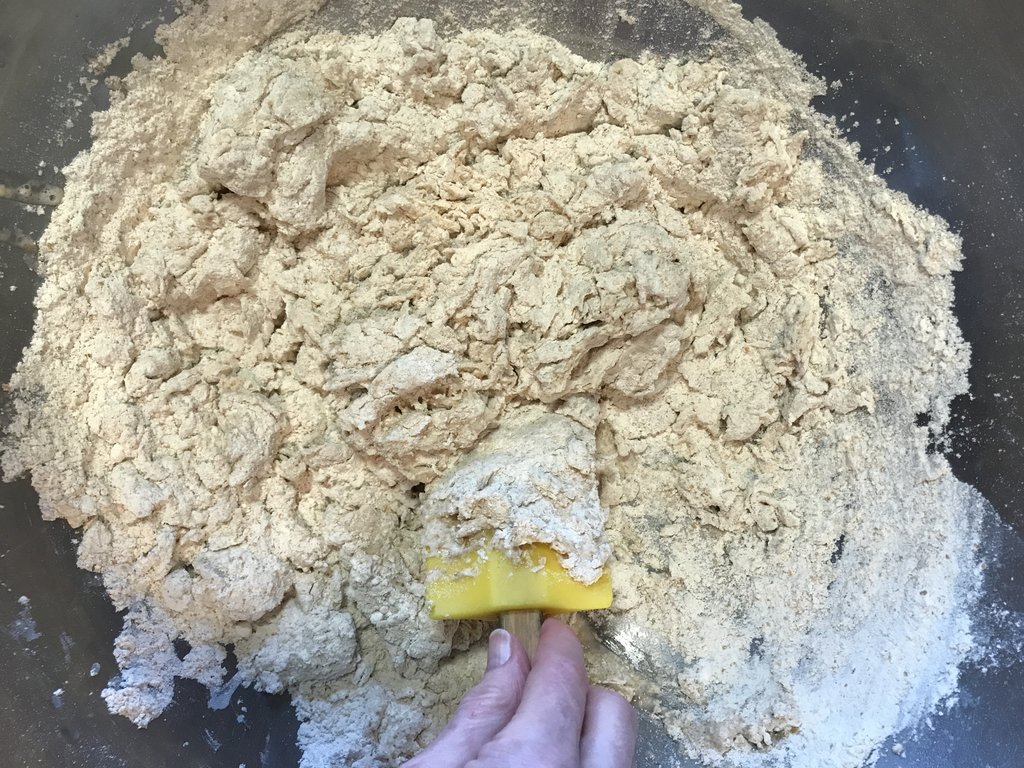 5 Mix and see how dry the dough appears.
