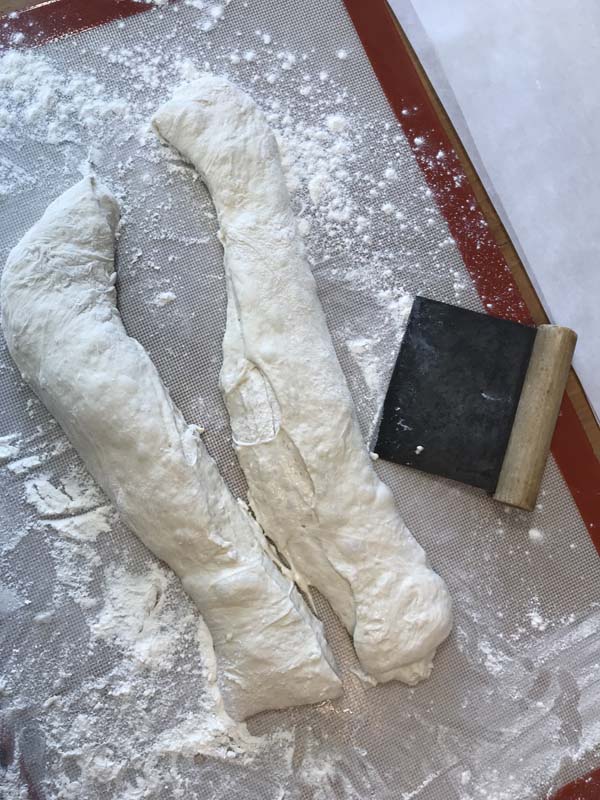The two pieces of dough after cutting
