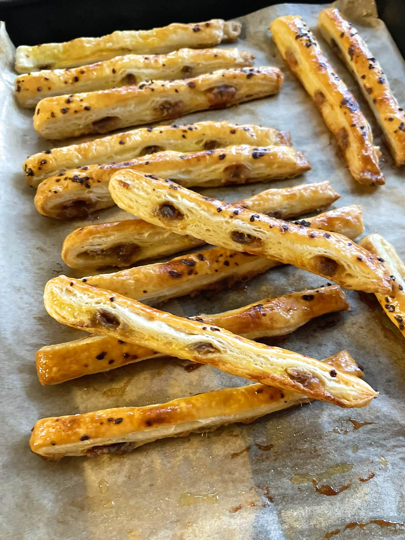 Anchovy Sticks on baking sheet