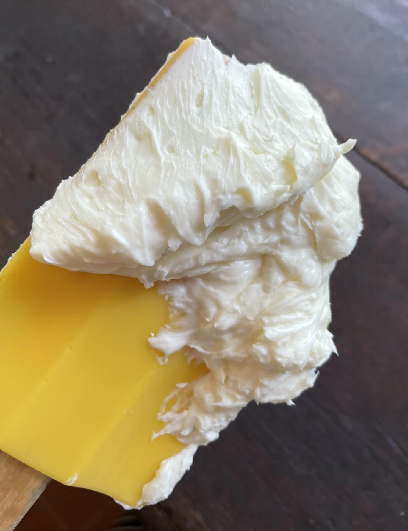 Softened cream cheese for Peach Melba Cheesecake in a Jar
