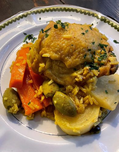 Chicken Curry with Green Almonds, Carrots and Turnips