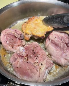 Browning for Chicken Curry with Green Almonds, Carrots and Turnips